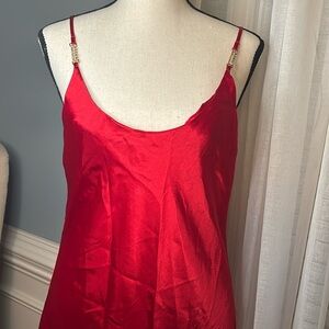 Silky red night gown